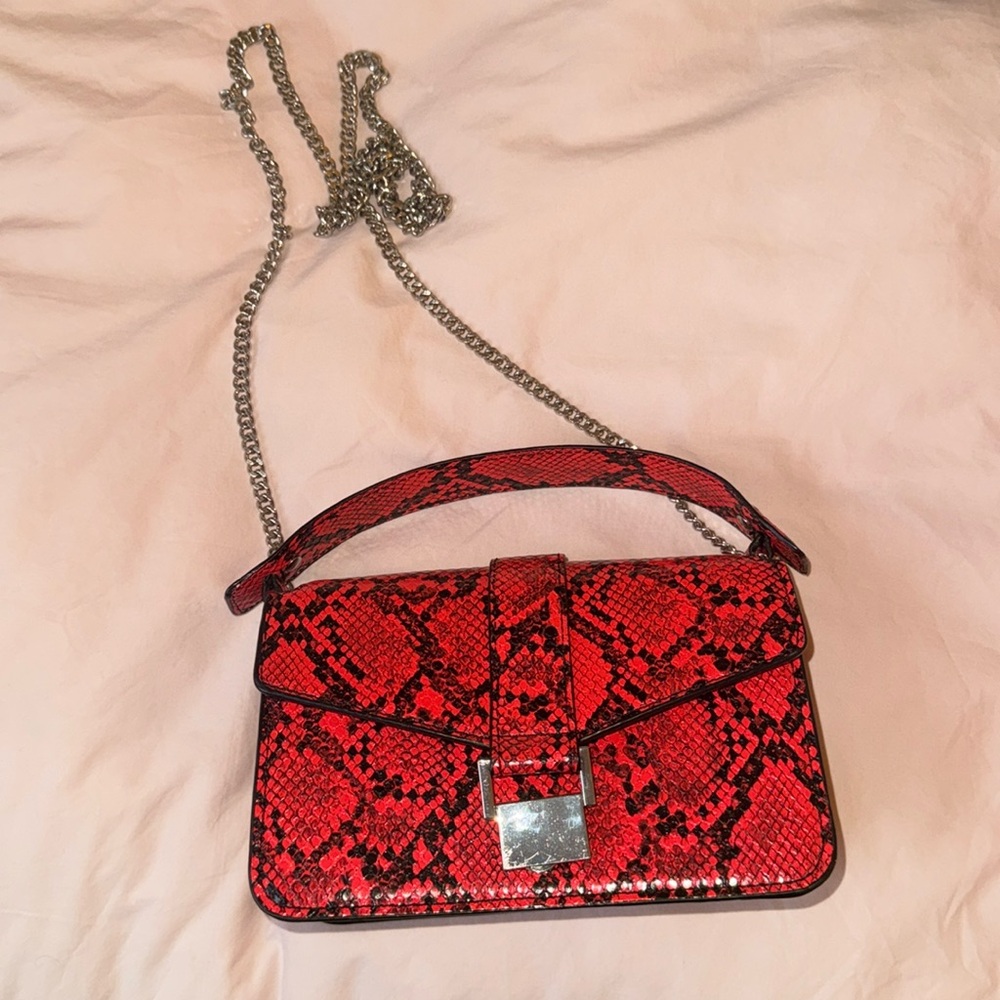 Red snake skin Zara bag